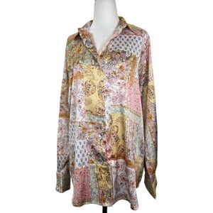 Haver & Blair Satin patchwork Paisley print buttondown Long sleeves shirt